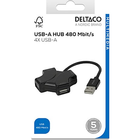 Deltaco USB-A hub 4-port