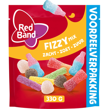 Red Band Fizzy snoep Mix Zacht Zoet Zuur Voordeelverpakking 330 g