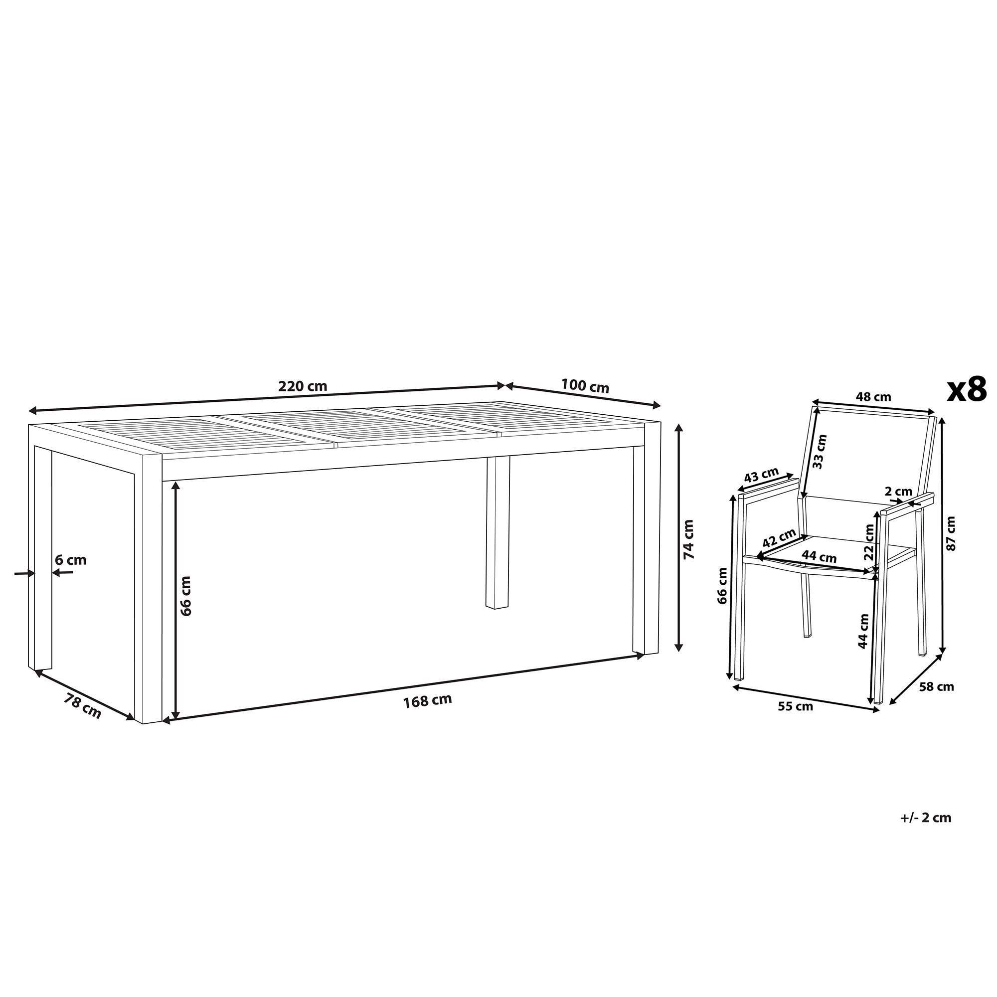 Beliani - GROSSETO  - Tuinset voor 8 - Beige - RVS