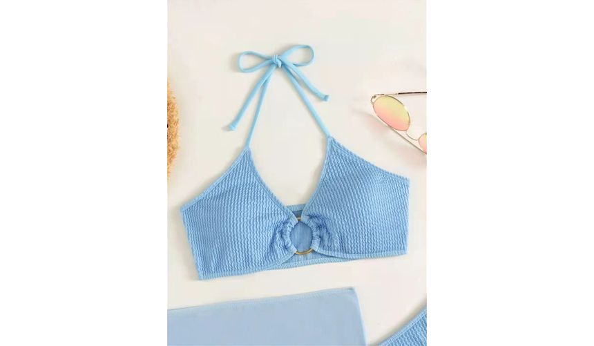 CUCURBIT - Set: Halter Bikini Top met Uitsnijding + Bikini Broekje + Trekkoord Cover Up