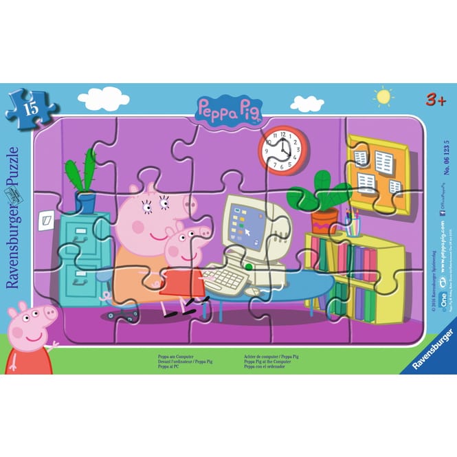 Peppa Wutz - Peppa am Computer - 15 Teile Rahmenpuzzle