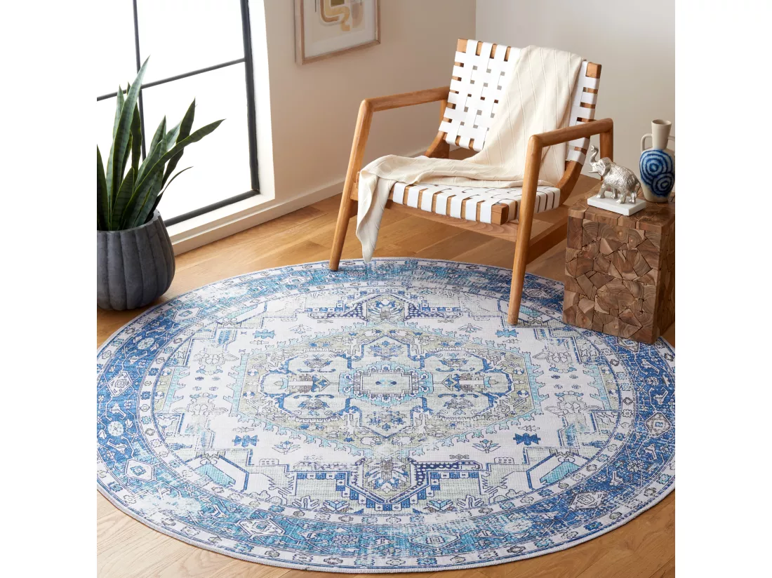 Tapis Beige & Blue 183 X 183 cm - Lipa
