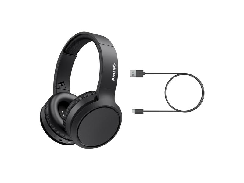 Philips Over-Ear-Kopfhörer TAH5205BK/00 Schwarz Over-Ear-Design mit geschlossenem Design – Hervorragende Geräuschisolierung – Faltsystem für kompakte Aufbewahrung