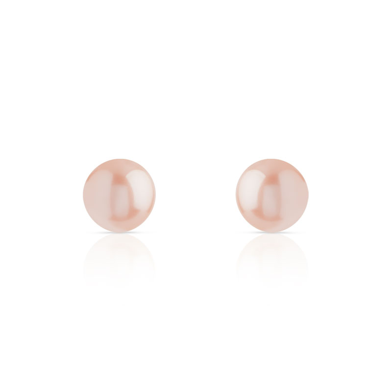 Boucles d'oreilles or 375 jaune cabochons perles de culture de Chine orangées