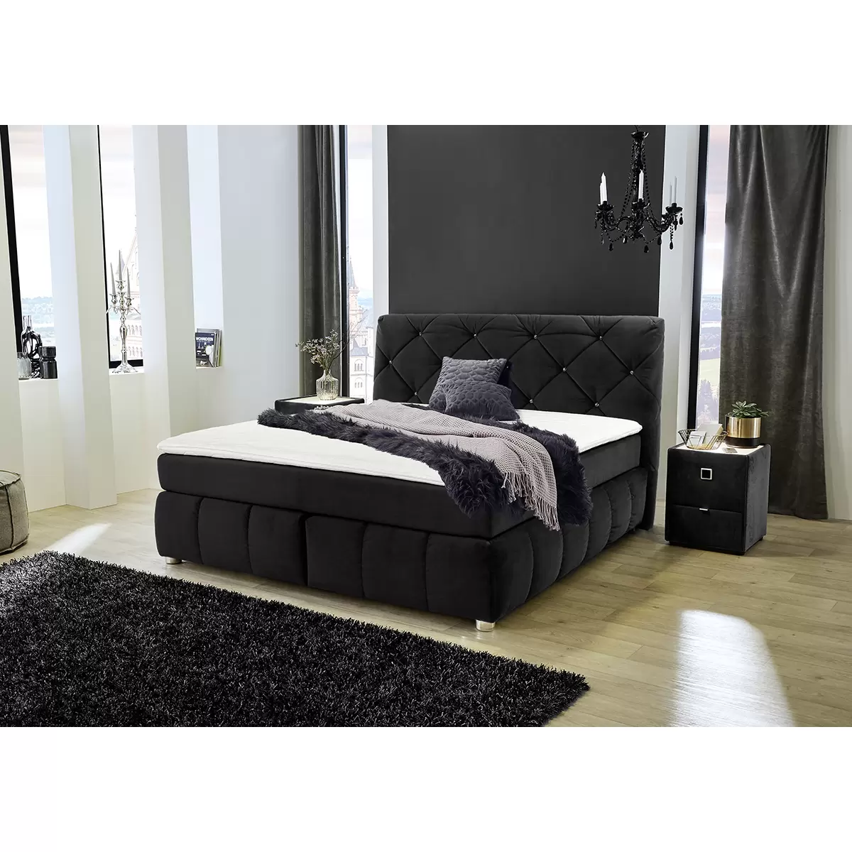 Boxspringbett Bellevue Max 180x200 Schwarz