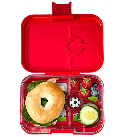 Yumbox Madkasse m. 4 Rum - Bento Panino - Wow Rød - Dino Tray