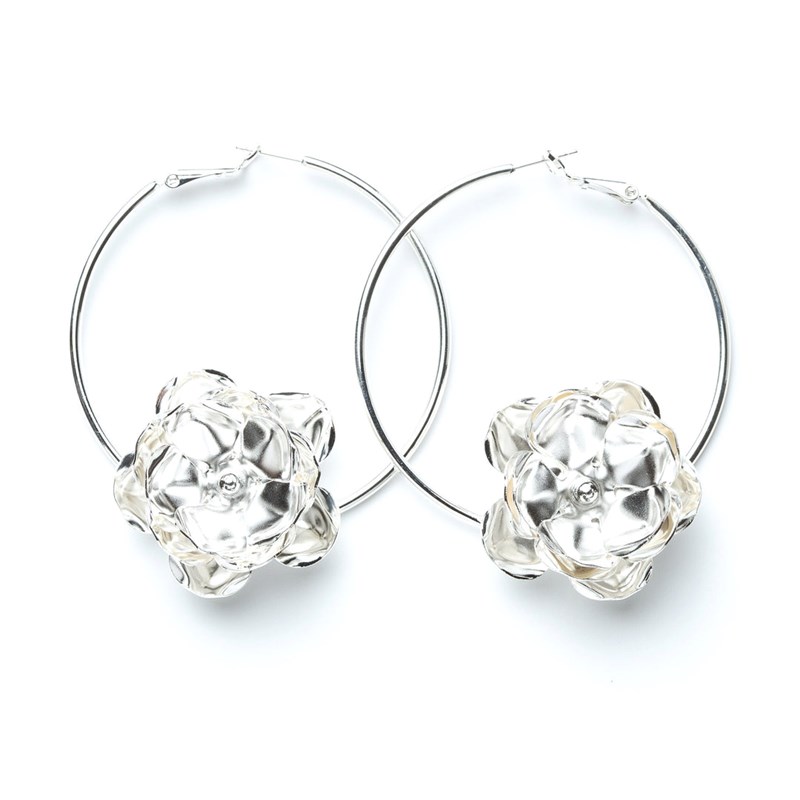 boucles d'oreilles créoles fleurs plaqué argent - AGLAÉ