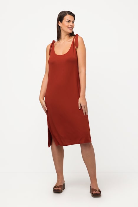 Midikleid, Zierknoten, Rundhals, ärmellos