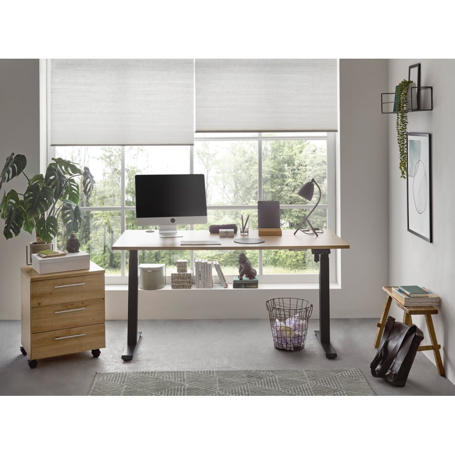 Schreibtisch Flex elektrisch höhenverstellbar Dekor weiss 160 x 74-117 x 77 cm