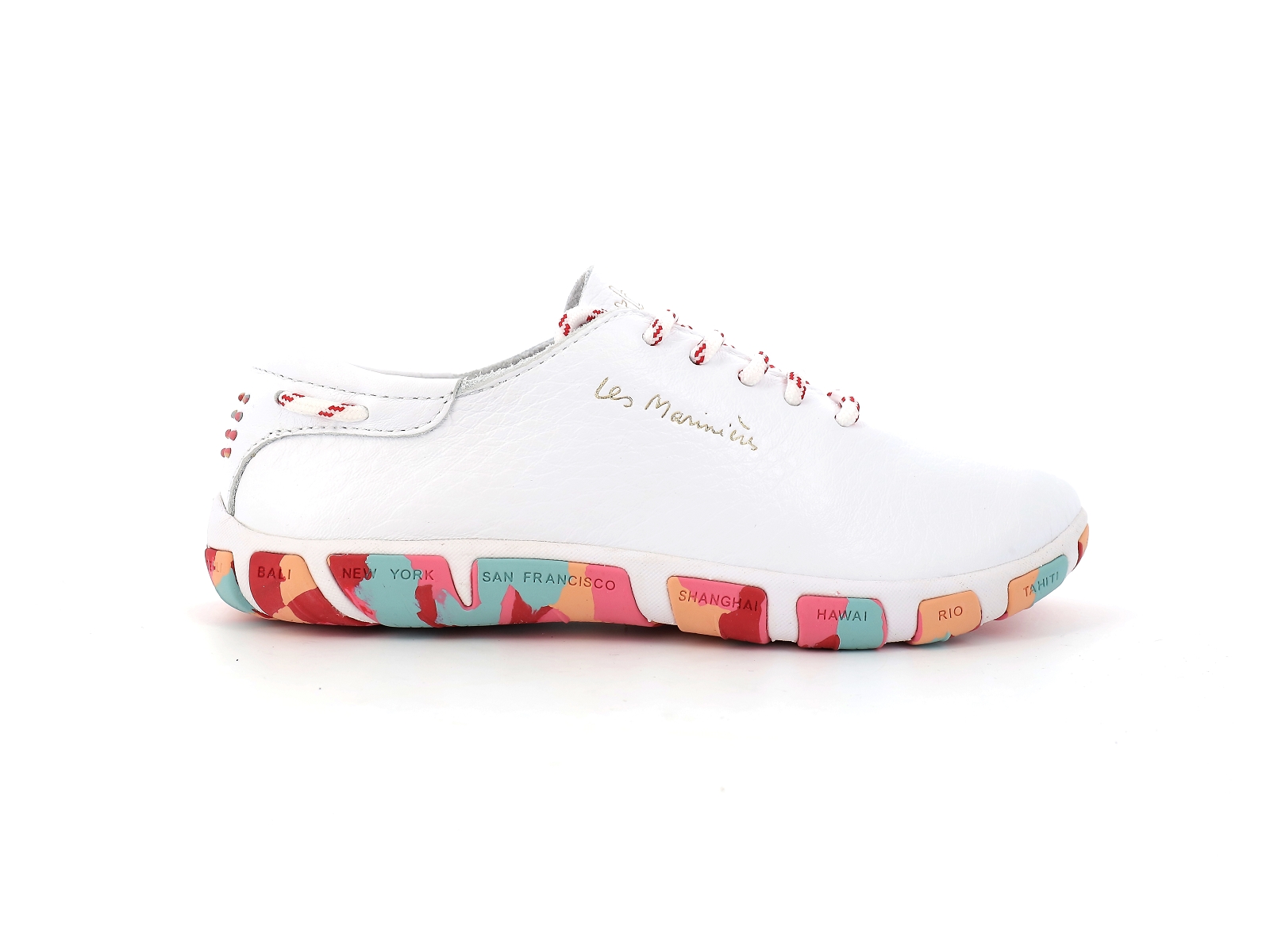 Tbs-JAZARU Cuir Blanc-Fushia