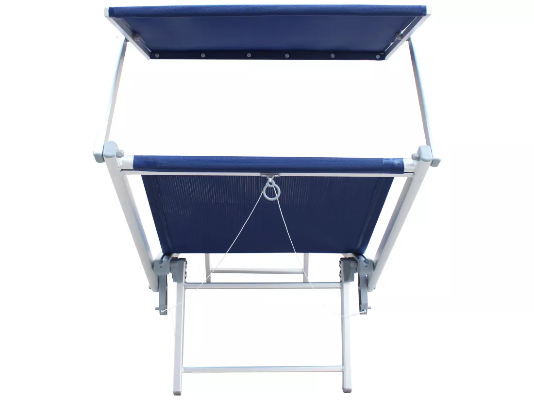 Chaiselongue Bleu Aluminium Textilène Balcon Plage 38x186x61