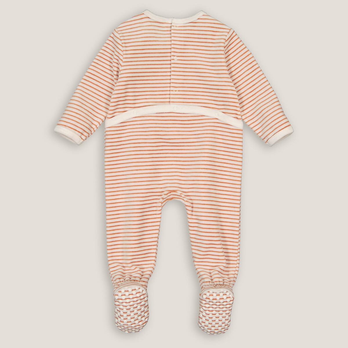 COLEÇÃO LA REDOUTE<br>Pijama de veludo listrado com estampa de raposa na frente