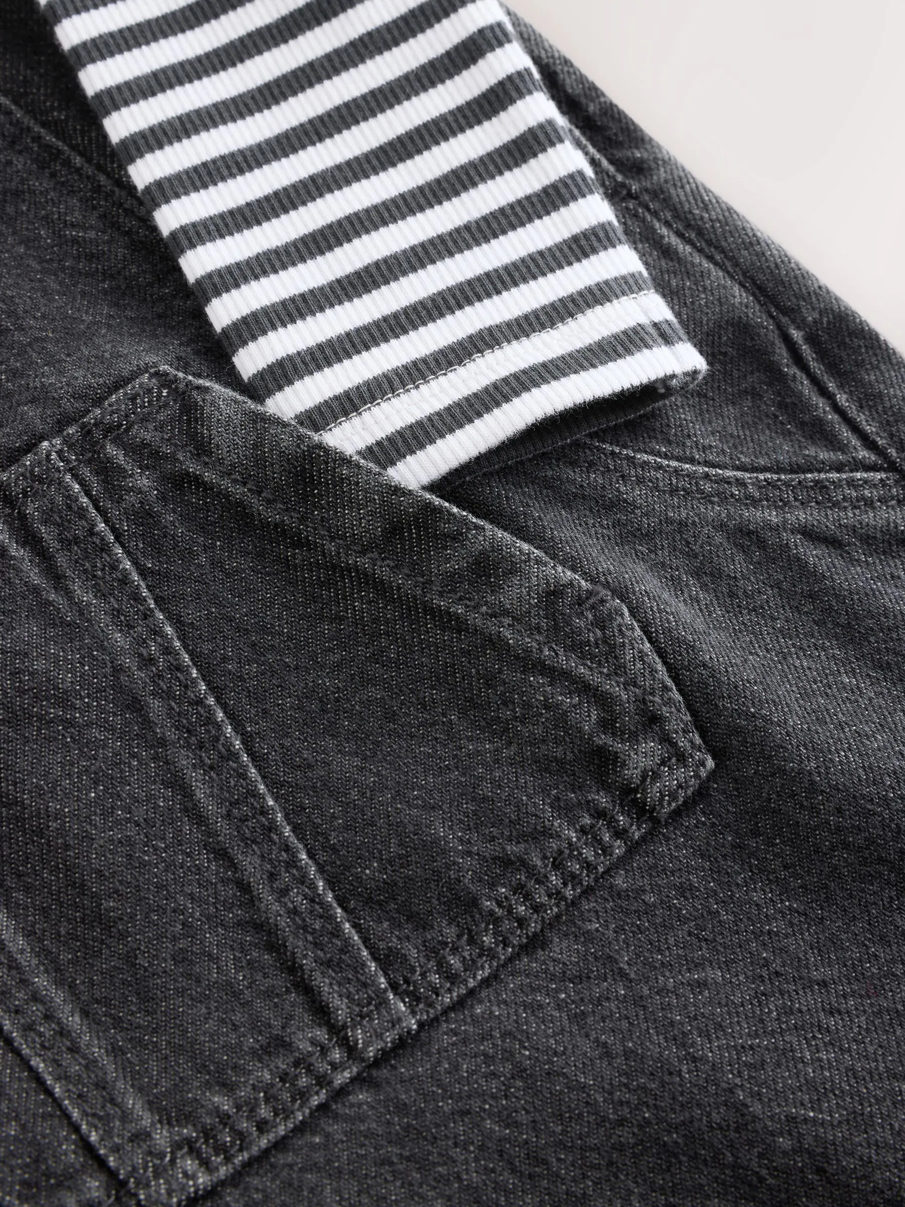 Antraciet - Babyset van denim bretelbroeken en bodysuit (0 mnd - 2 jr)