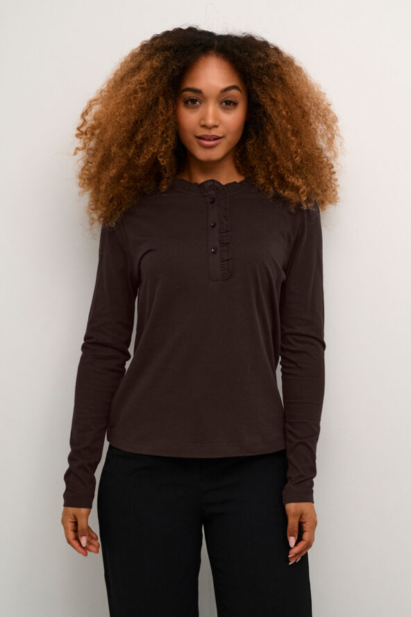 Cream CRNaia flounce blouse Chocolate plum