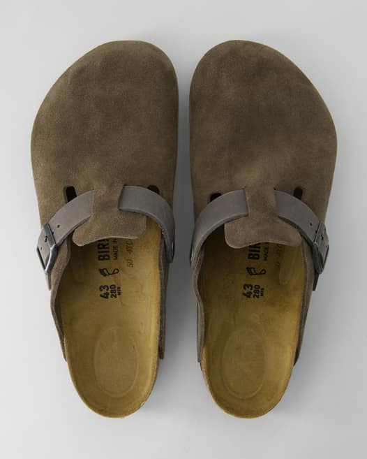 Birkenstock Boston Pantoletten in Grau