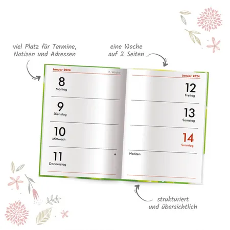 Trötsch Taschenkalender Marienkäfer A7, 2024