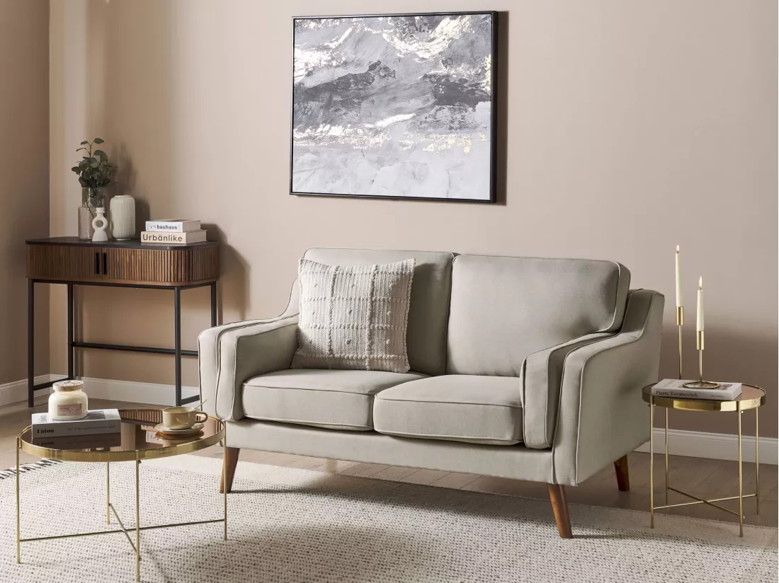 Canapé 2 places en tissu beige LOKKA