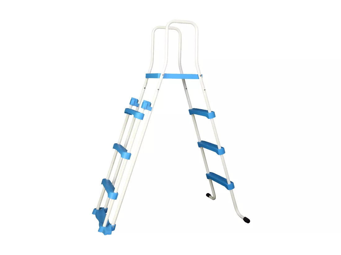 Piscine acier ronde aspect bois 