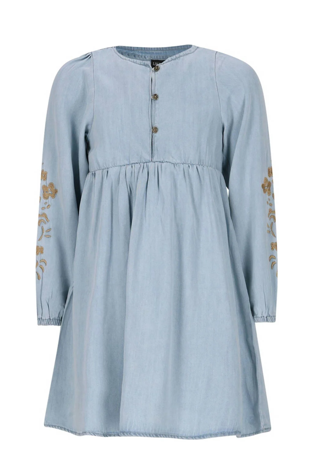 Like Flo denim A-lijn jurk lichtblauw