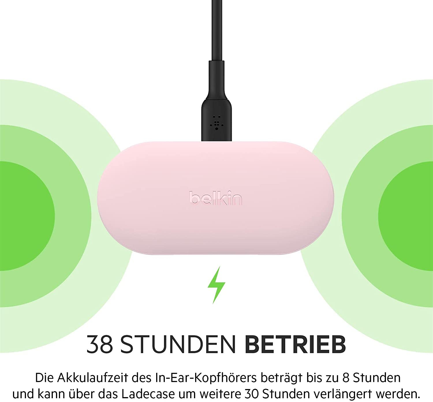 Soundform Play In-Ear Kabellose Bluetooth 5.2 In-Ear Kopfhörer Active Noise Cancelling Headset mit 4 Mikrofone und Ladecase - Pink