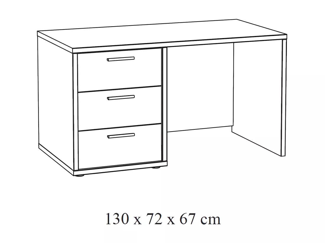 Bureau enfant robuste 3 tiroirs collection MATHEO coloris gris effet bois