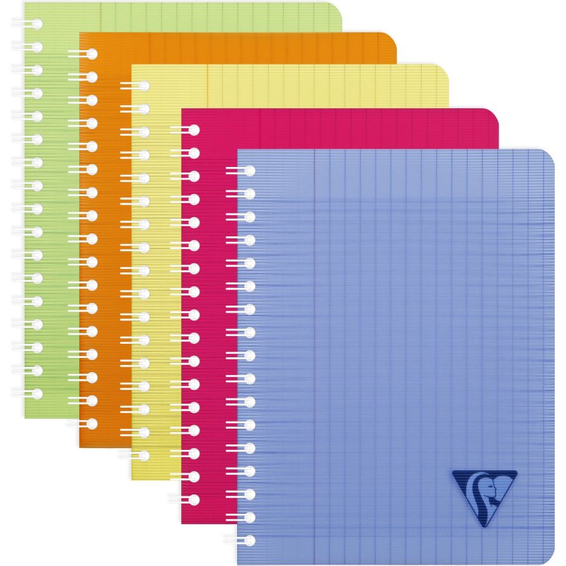Cahier spirale Clairefontaine Linicolor Fresh17 x 22 cm assorti aléatoire grands carreaux  - 180 pages