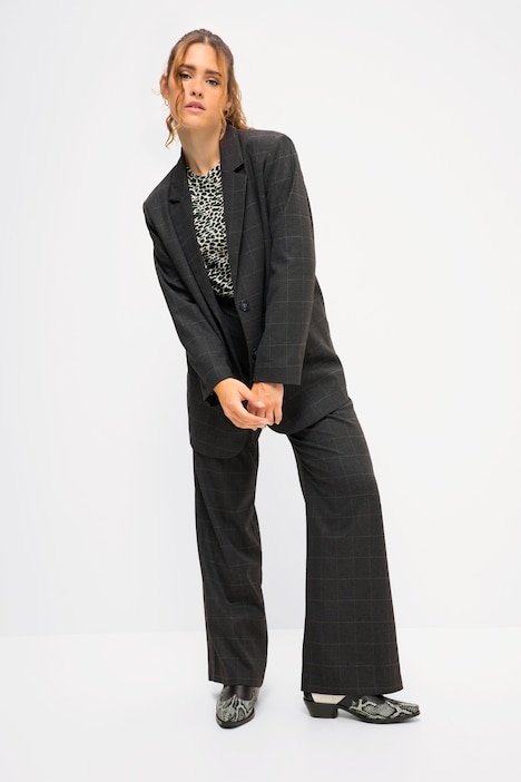 Oversized-Blazer, Karo, softe Web-Qualität, Revers, Langarm