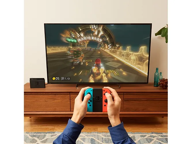 Nintendo | Switch V2 - Spilkonsol - Full HD - 32GB - sort | Inkl. 2 x Joy-Con (Neonrød/Neonblå)