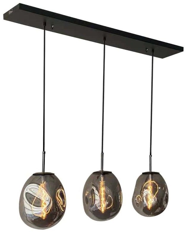 Hanglamp 3-lichts Smoked Boaz B120 x D20 cm