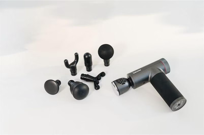 MG 195 Muskelmassagegerät Massage Gun Hot & Cold  Elektronische Muskelmassagepistole mit 7 Aufsätzen (10268) - Schwarz