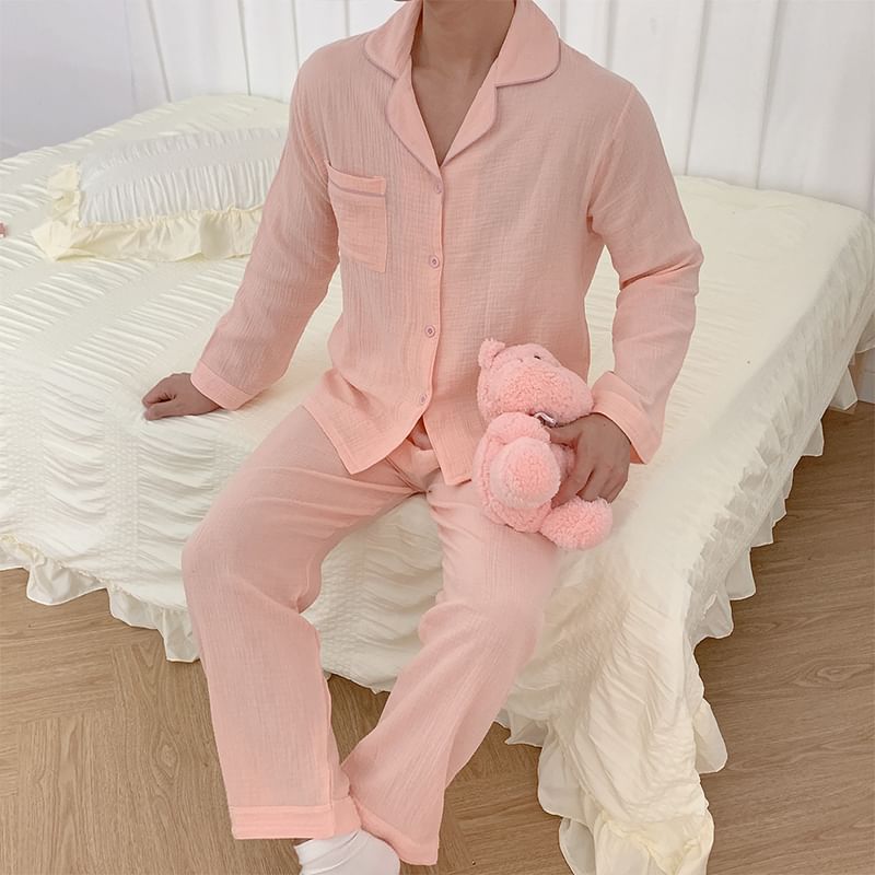 Siensien - Bijpassende pyjamaset voor koppels: top met lange mouwen + broek