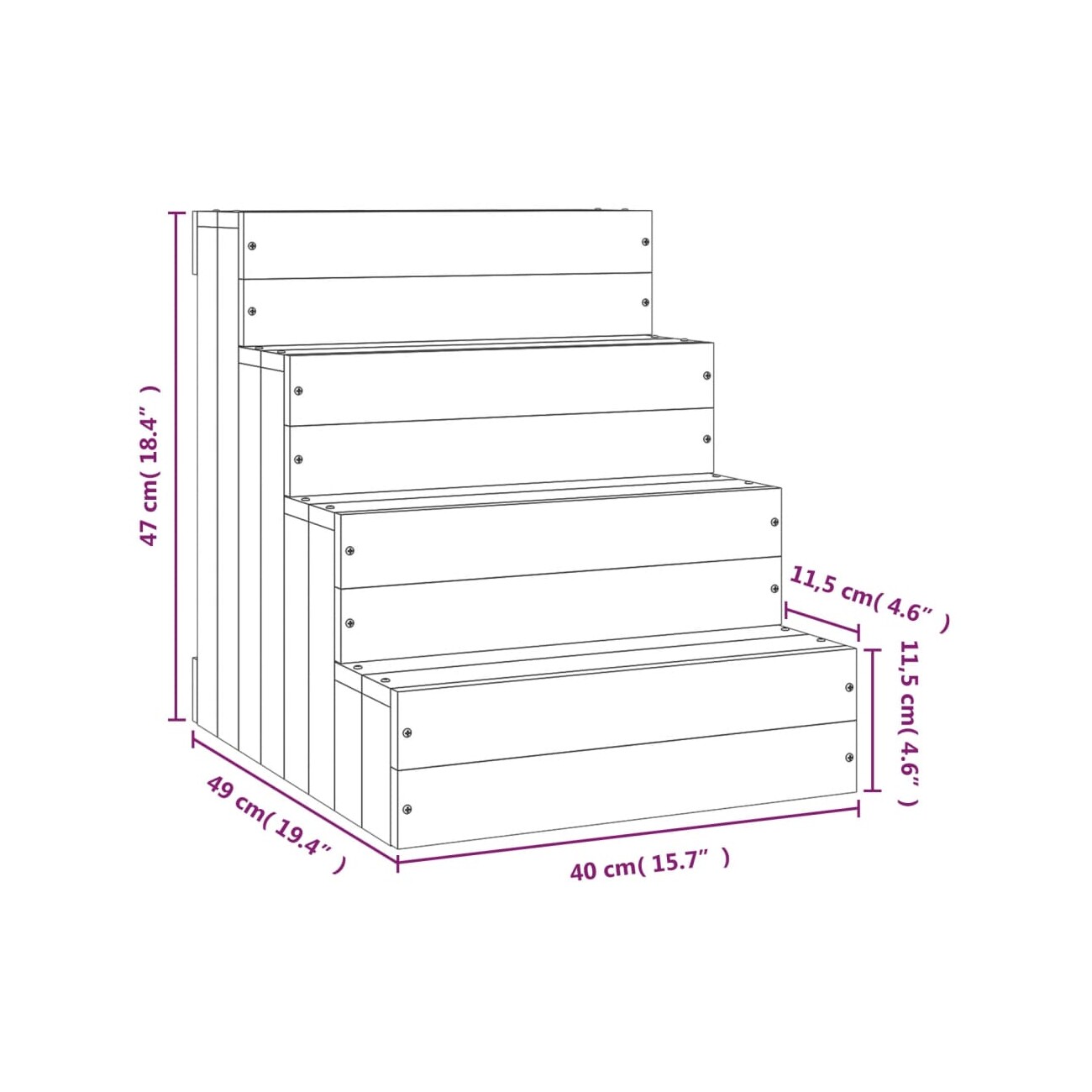 VidaXL Haustiertreppe L (40x49x47 cm) weiß