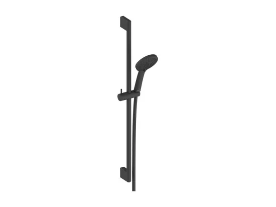 Pommeau de douche DURAVIT 3 jets type pluie flexible et barre noir mat