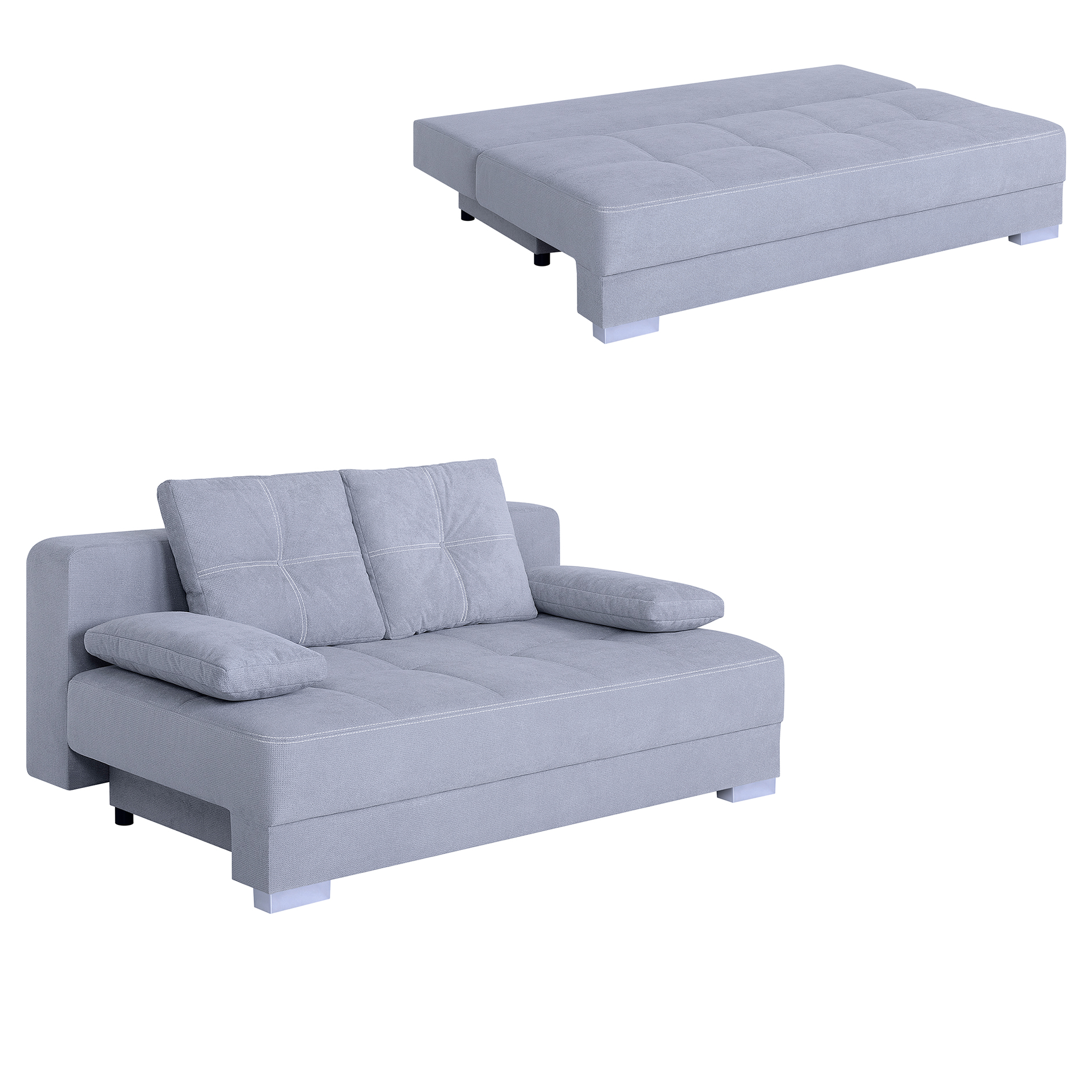 Schlafsofa - grau - mit Staukasten - Dauerschläfer
