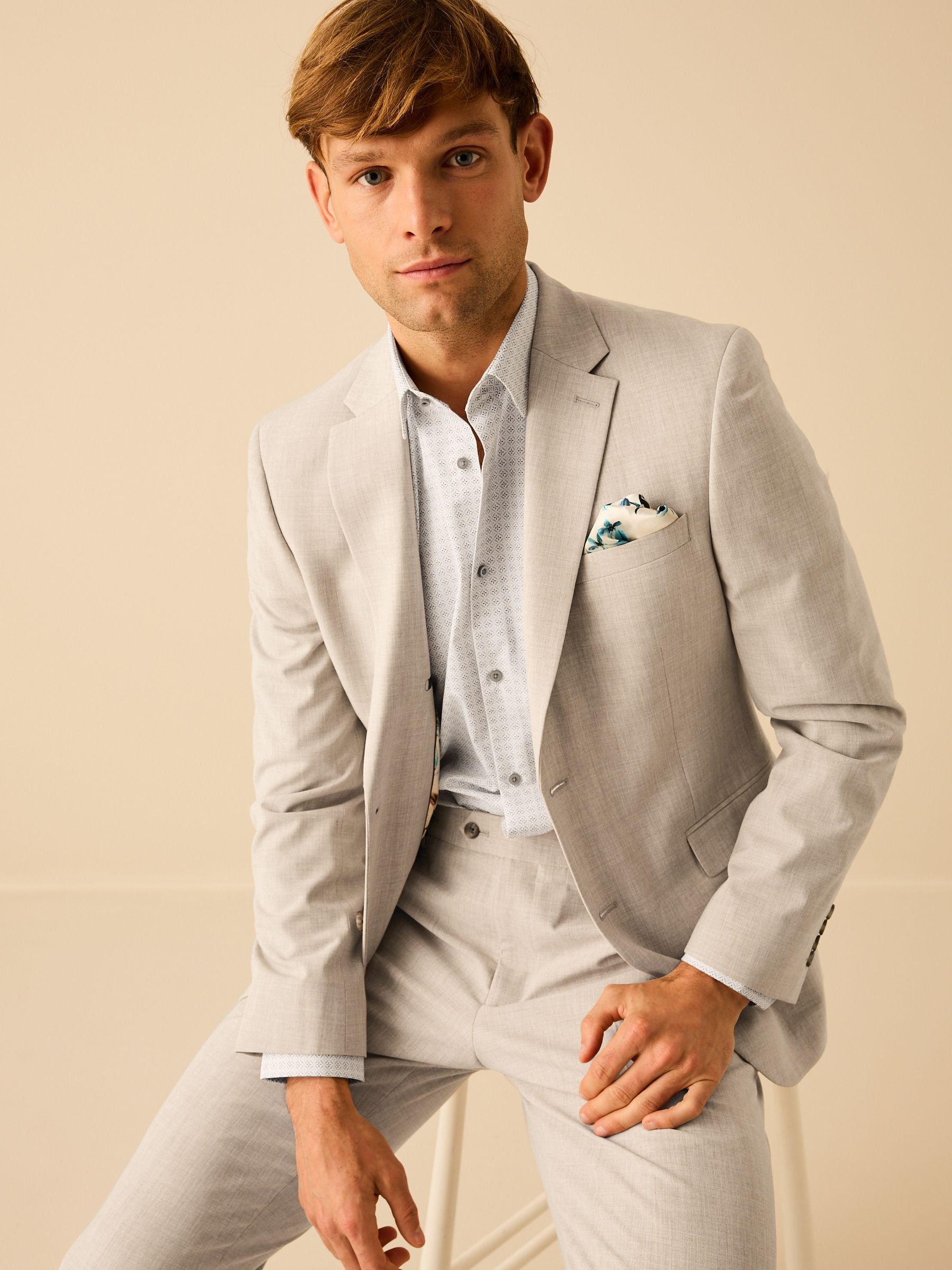 Pastelgeel - Slim Fit - Meegevend stretchkostuumjasje
