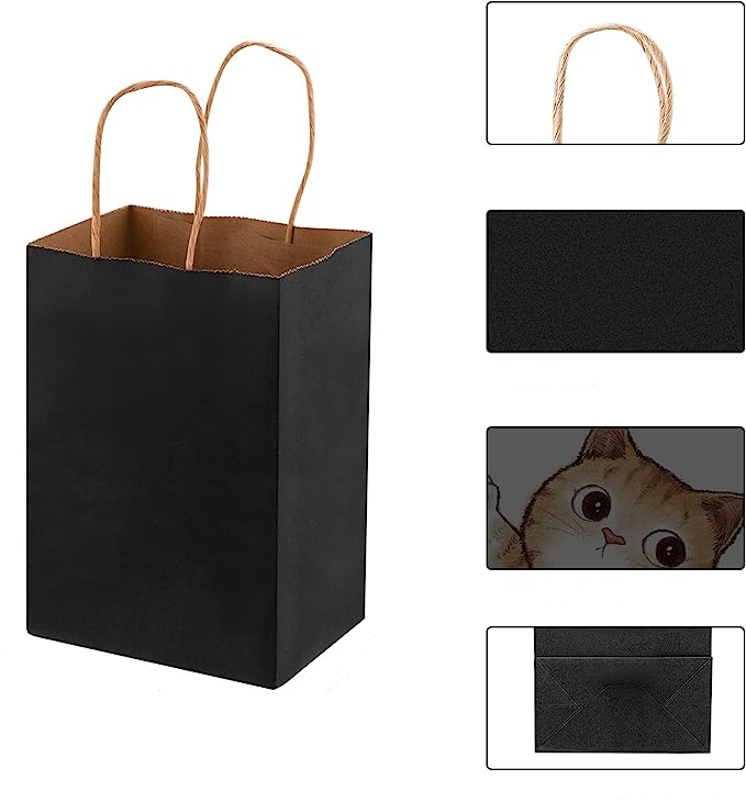 (20er Set) 33x26cm Kraftpapier Tüten Geschenktasche Candy Gift Bags Papiertüten - Schwarz