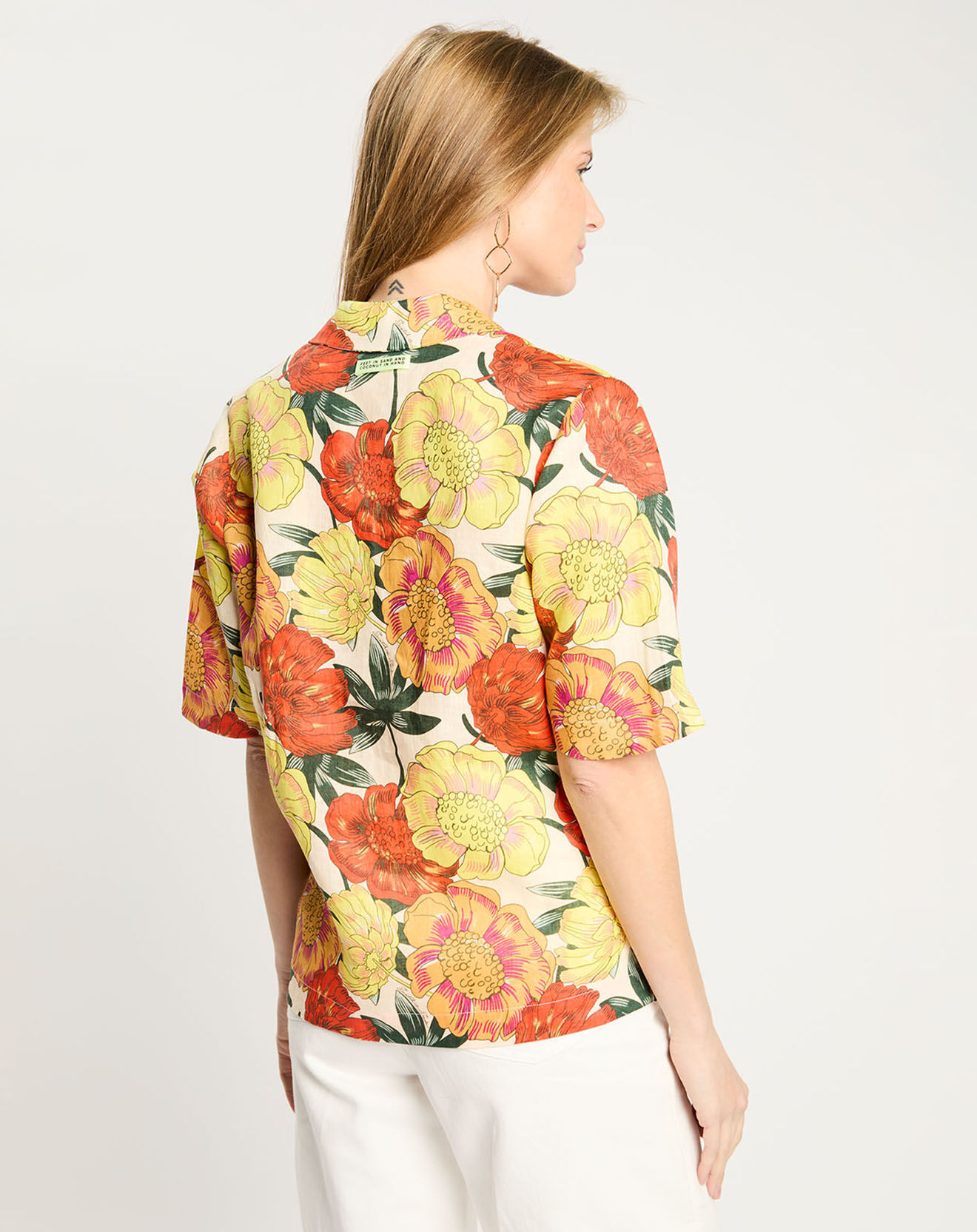 Scotch & Soda Chemise 100% Lin ample à imprimé Hawaïen multicolore
