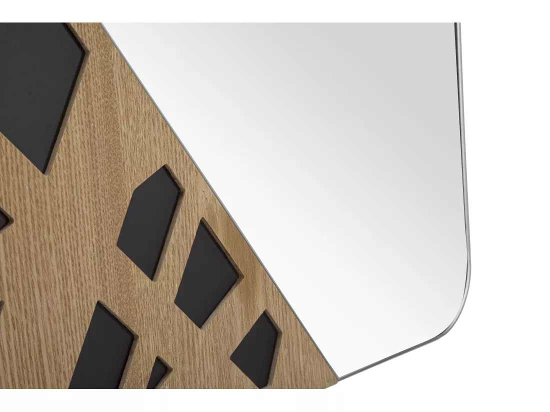 Miroir mural angle rectangulaire 50x1x90 cm avec Décorations Géométriques en Bois Tressé