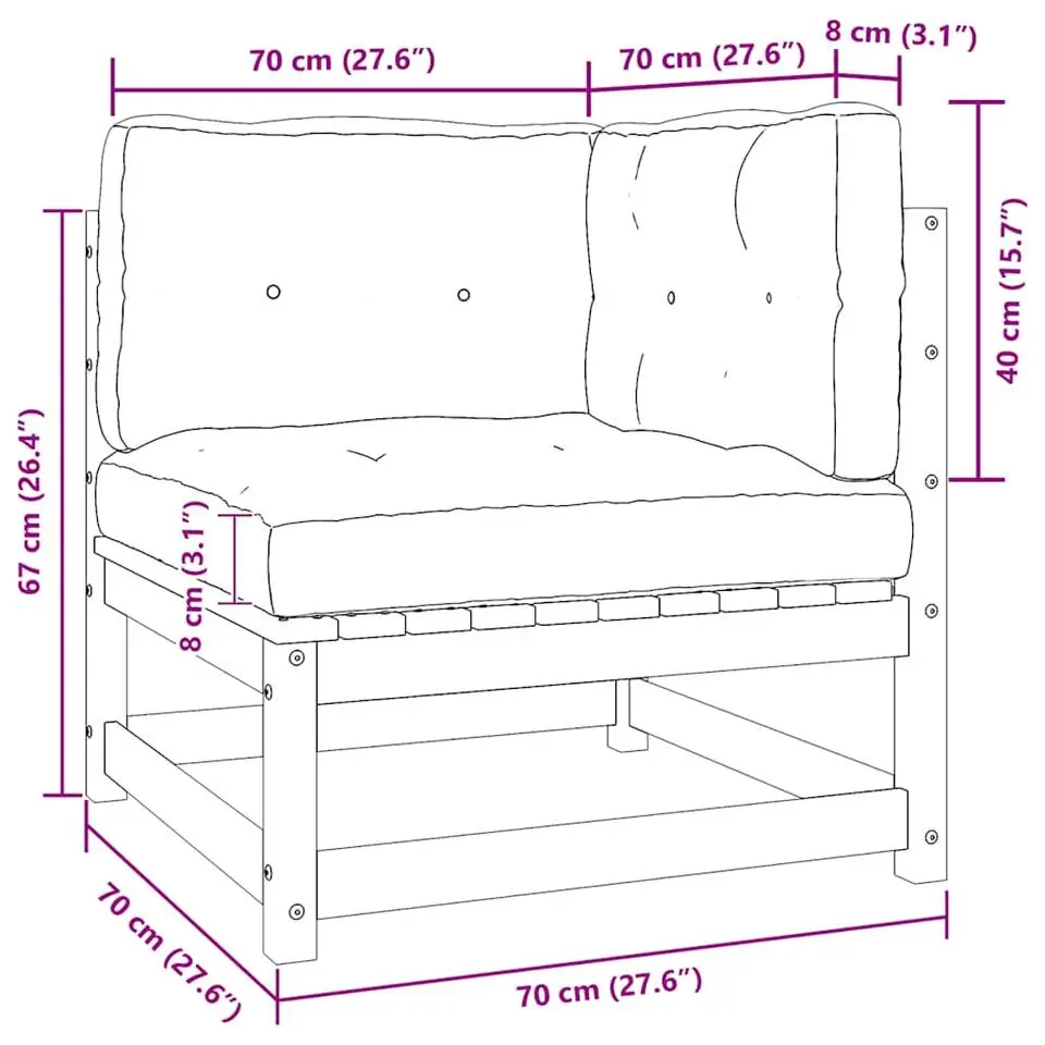 vidaXL - Loungeset - Zwart - Grenenhout