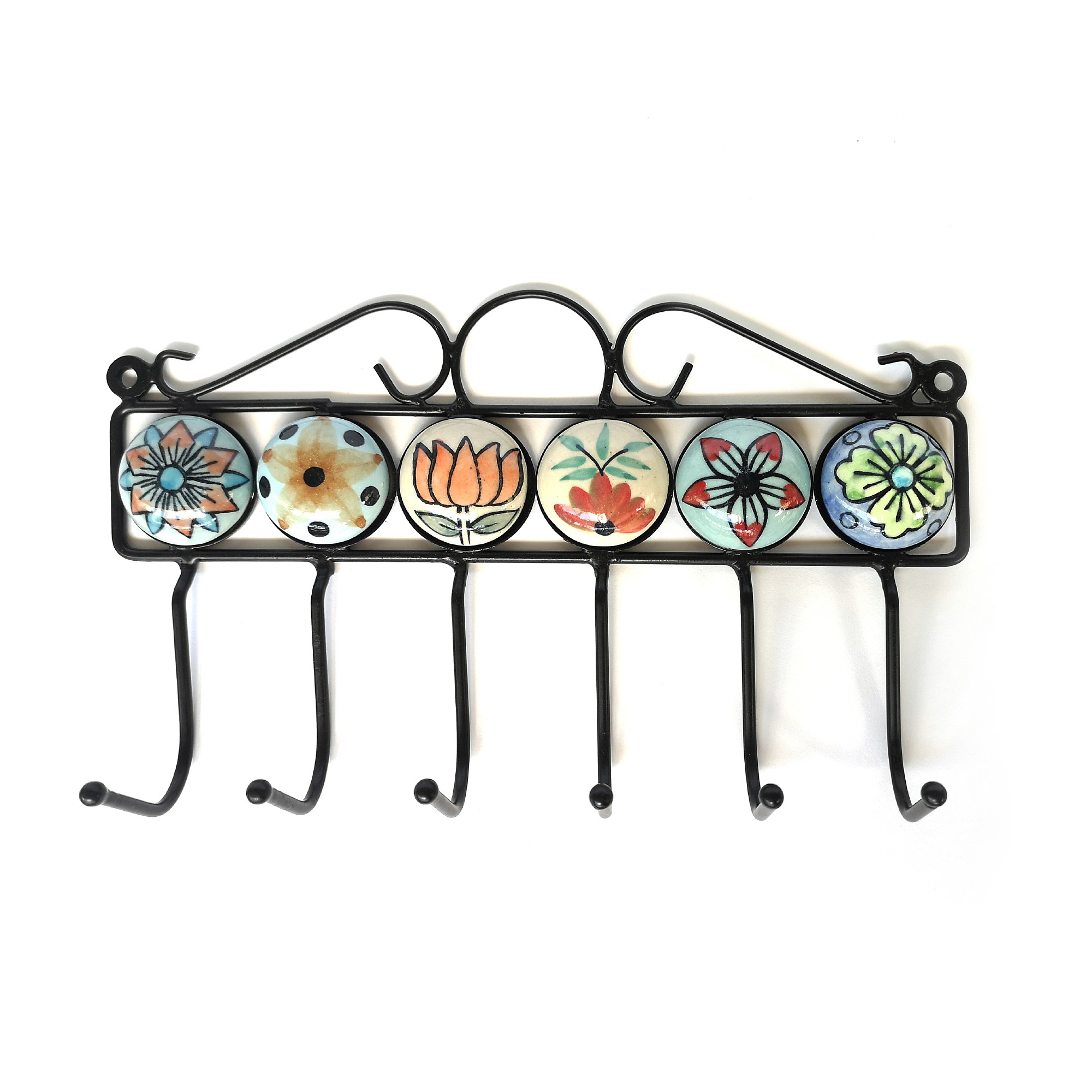 6er Wandhaken, multicolor, B 27,5 cm, H 16 cm, T 4,5 cm von fischer's lagerhaus