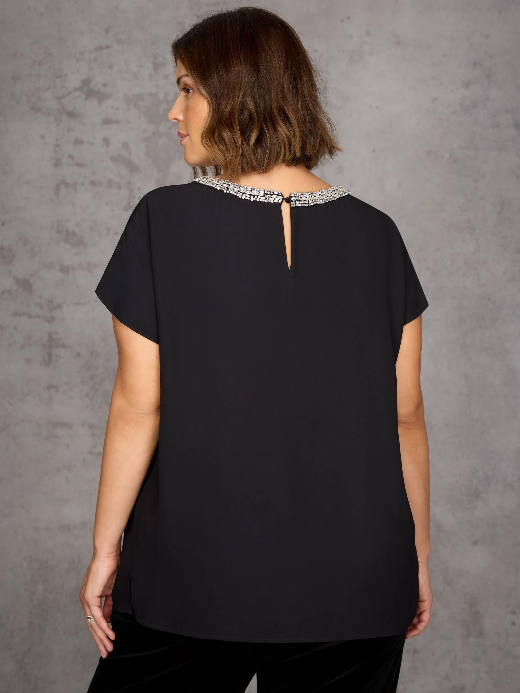 Live Unlimited Embellished Neckline Top
