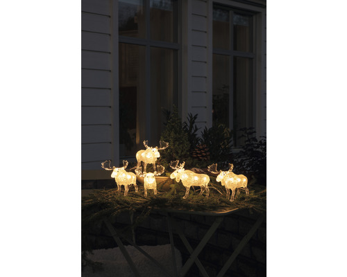 Set van 5 lichtgevende figuren Konstsmide LED acryl eland, 40 LED's, warm wit licht