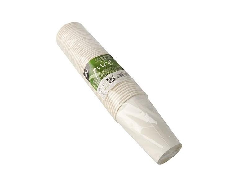 Papstar Einwegbecher Pure 300 ml, 50 Stück, Weiss Praktischer Trinkbecher für alle Feierlichkeiten
