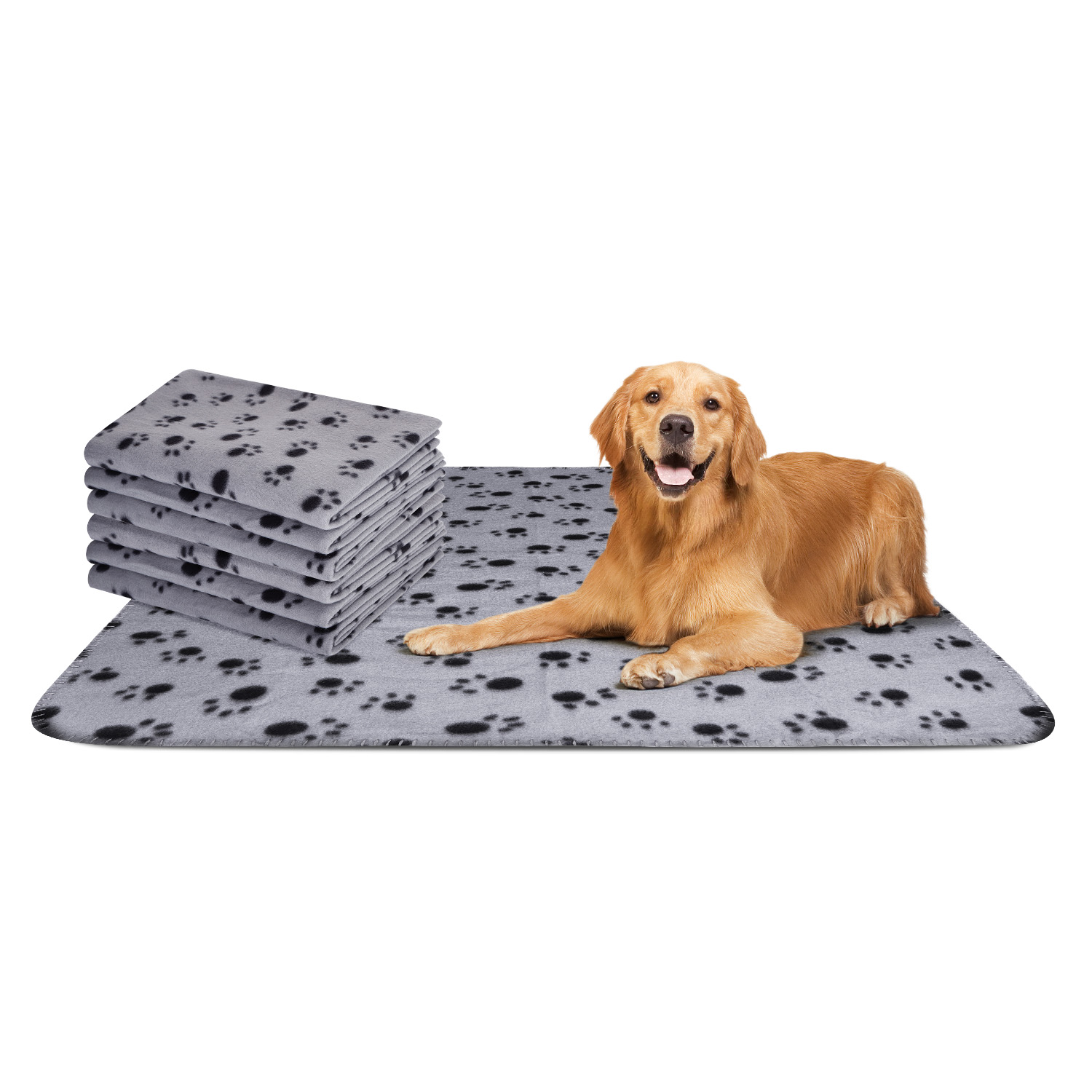 Nobleza – Conjunto de 6 Cobertores de Pelúcia Macia para Cães, Gatos e Outros Animais de Estimação. Laváveis. Cinza, 120*100 cm