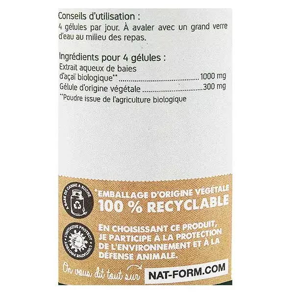 Cápsulas de Açaí Orgânico Nat & Form