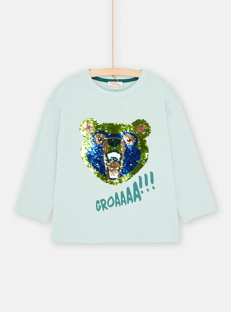 T-shirt bleu arctique à sequins réversibles pour garçon