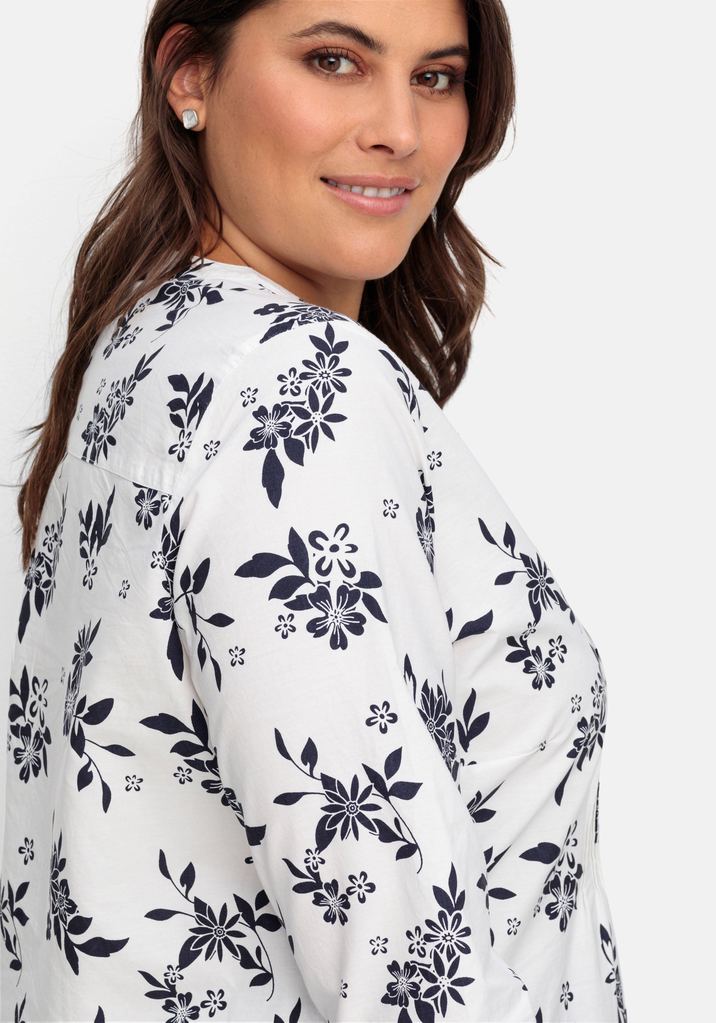 Bluse mit Biesen und Blumenprint