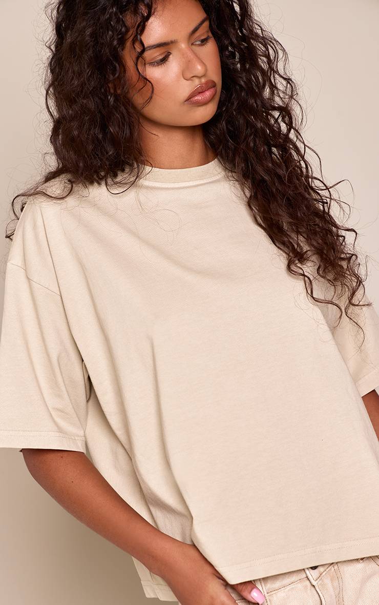Vert Sauge T-shirt Oversize En Coton Délavé À L'acide