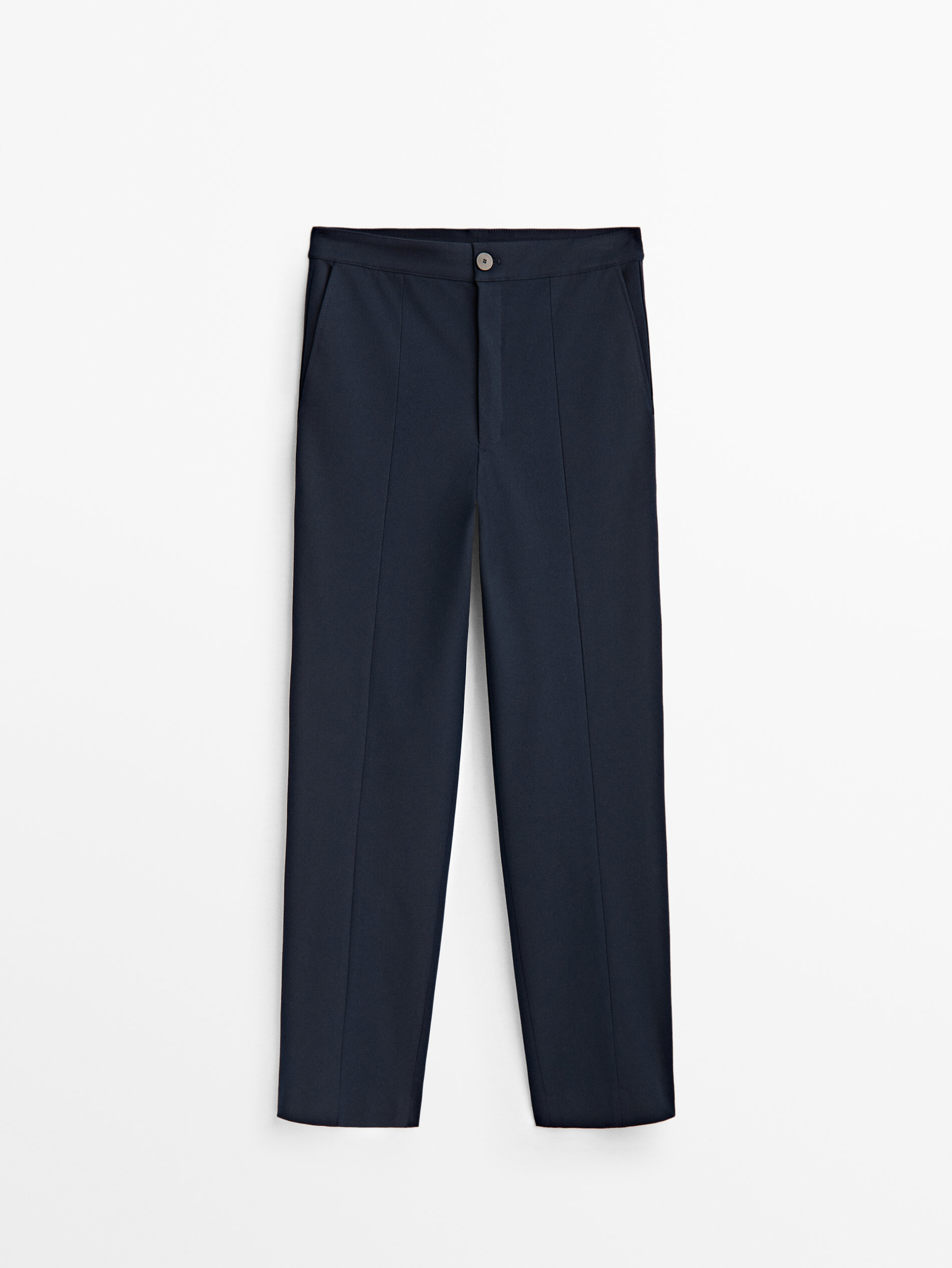 Calça Slim com Costura Central - AZUL MARINHO