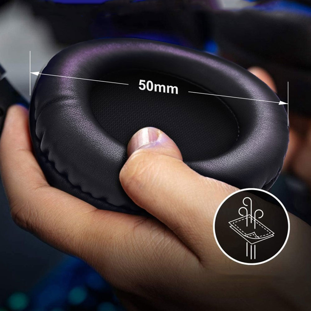 Gaming USB Kopfhörer Over-Ear LED Stereo Headset mit Mikrofon   3.5mm Klinken und RGB Beleuchtung - Schwarz